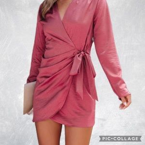 Vici Rose Satin Wrap Mini Dress Size Small